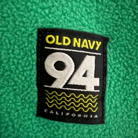 Old Navy Green Fleece Patch Sweatshirt with Black/White/Yellow Logo - Picture 3 of 5